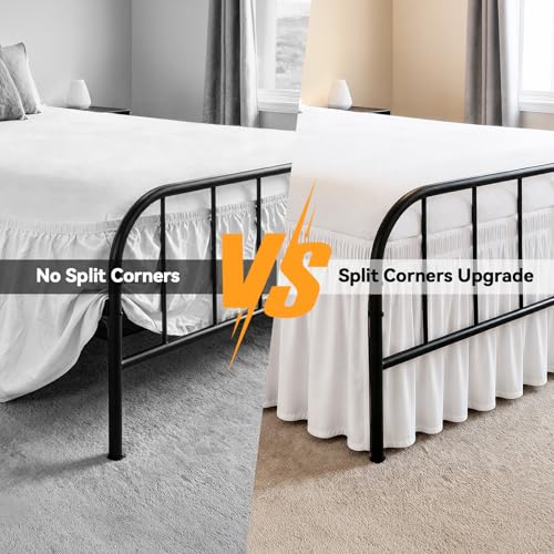 RIMELA White Full Size Bed Skirt with Split Corners 15 Drop Wrap Around Elastic Dust Ruffle for Platform Metal Frame Beds Easy NoTools Installation Machine Washable Bedroom Decor - Image 3