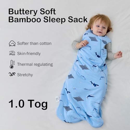 Okayinn BubblePanda Rayon Made from Bamboo Sleep Sack 0-6 Months 1.0 Tog Soft Toddler Sleeping Sack 3-6 Months for Infant Newborn Babies 2-Way Zipper Baby Wearable Blanket 0-3 Months - Image 2