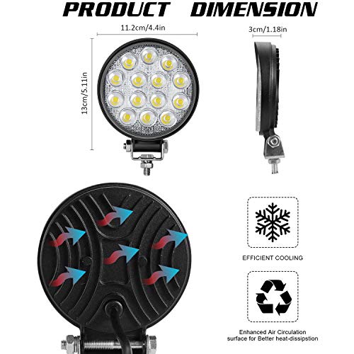 Zmoon Led Round Light Bar 2PCS 4.5" 28W 2800LM Flood Light Pod Off Road Fog Driving Roof Bar Bumper for SUV Truck, Hunters - Image 4