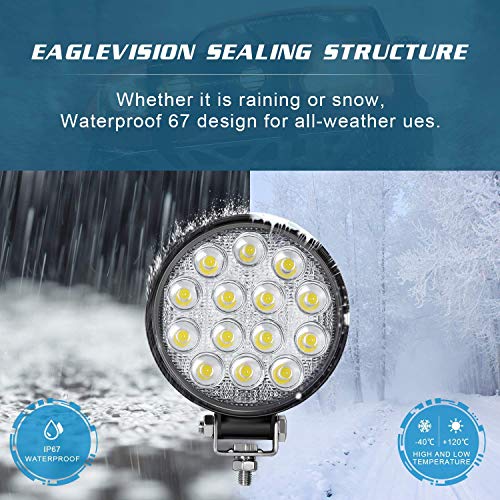 Zmoon Led Round Light Bar 2PCS 4.5" 28W 2800LM Flood Light Pod Off Road Fog Driving Roof Bar Bumper for SUV Truck, Hunters - Image 3