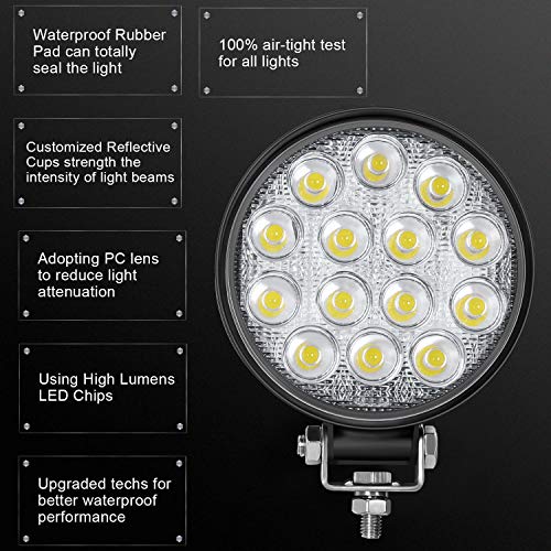 Zmoon Led Round Light Bar 2PCS 4.5" 28W 2800LM Flood Light Pod Off Road Fog Driving Roof Bar Bumper for SUV Truck, Hunters - Image 5