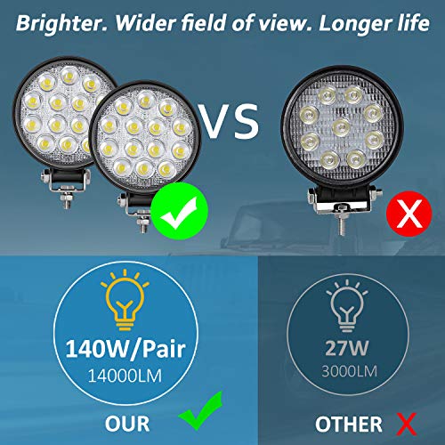 Zmoon Led Round Light Bar 2PCS 4.5" 28W 2800LM Flood Light Pod Off Road Fog Driving Roof Bar Bumper for SUV Truck, Hunters - Image 2