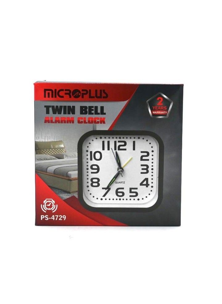 Microplus - Analogue Twin Bell Alarm Clock White PS-4729 - Image 1