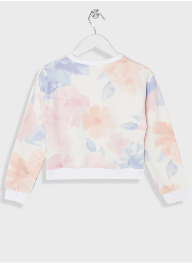 جس Kids All Over Print Floral Sweatshirt