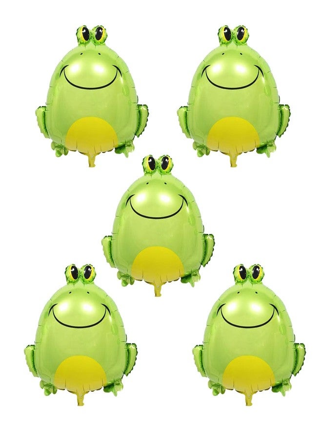 LYK 5PCS Frog Foil Balloons - Large Green Frog Mylar Foil Balloons for Animal Themed Birthday Party Decoration Supplies - Image 2
