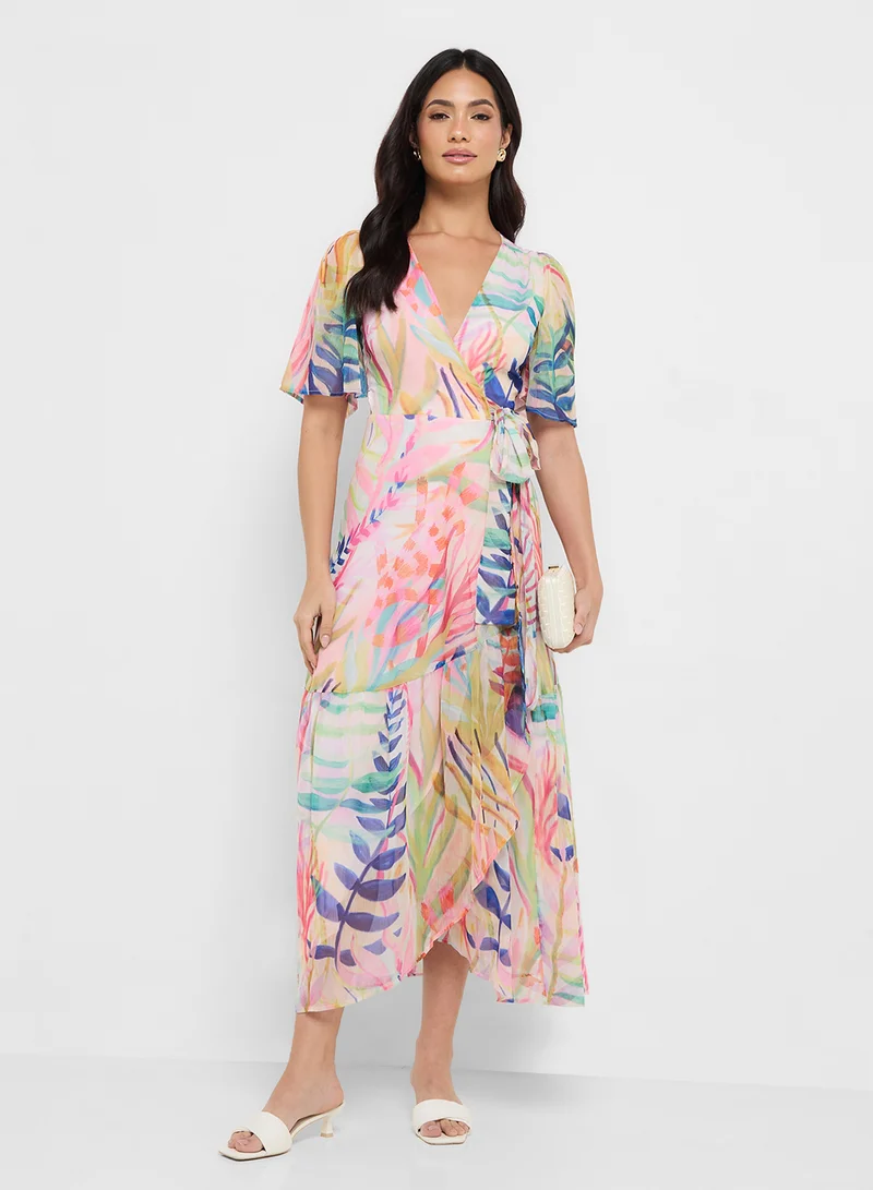 Hope & Ivy Floral Print Wrap Dress