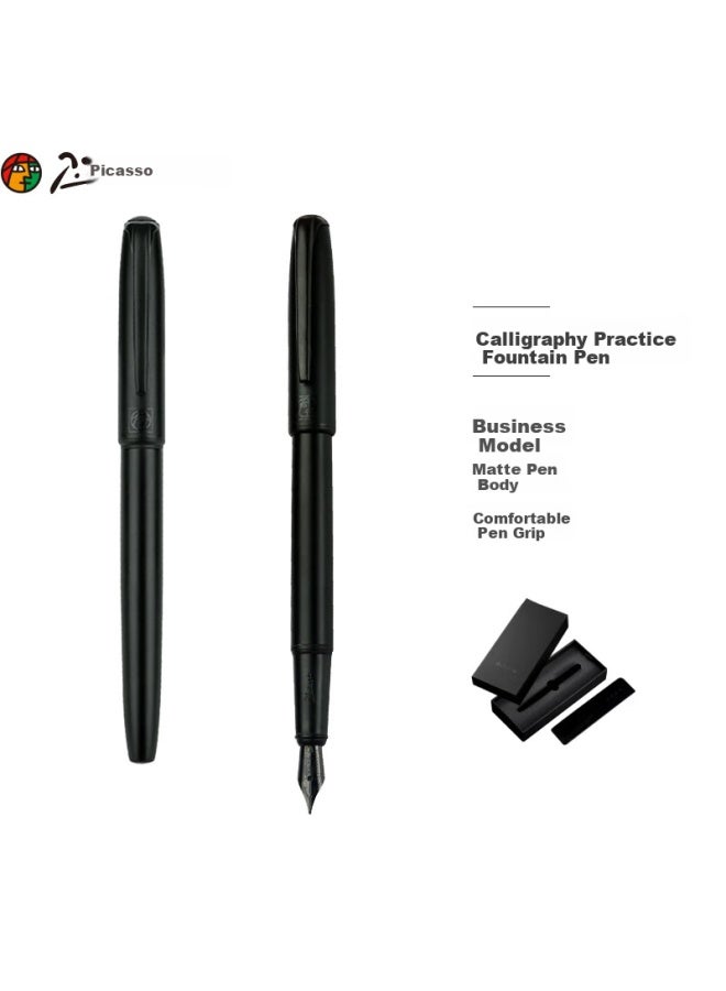 Pimio Stainless Steel Pen Signature Pen Business Office Gift Adult Student Calligraphy Practice Men Women Graduation Gift Ink Pen 916 Midnight Black - Image 1