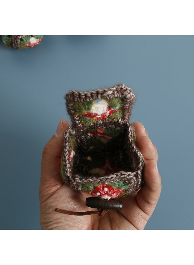 Crochet Earbuds Case, Mushroom Knit Earphone Organizer Handmade Portable Storage Pouch for Headphones - Image 5