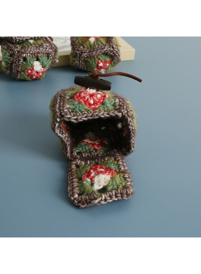 Crochet Earbuds Case, Mushroom Knit Earphone Organizer Handmade Portable Storage Pouch for Headphones - Image 2