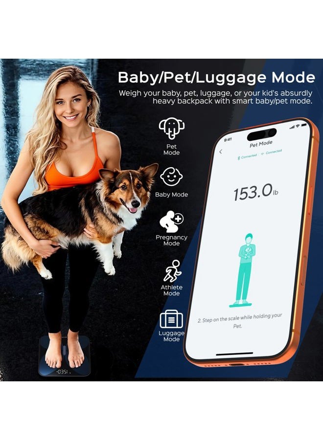 WYZE SCALE ميزان وايز إكس فراشة - ميزان لوزن الجسم، مؤشر كتلة الجسم، نسبة الدهون في الجسم، كتلة العضلات، ميزان رقمي ذكي دقيق مع مراقب معدل ضربات القلب | مزامنة تطبيقات اللياقة البدنية | للأشخاص، الأطفال والحيوانات الأليفة، 400 رطل (أسود) - Image 5