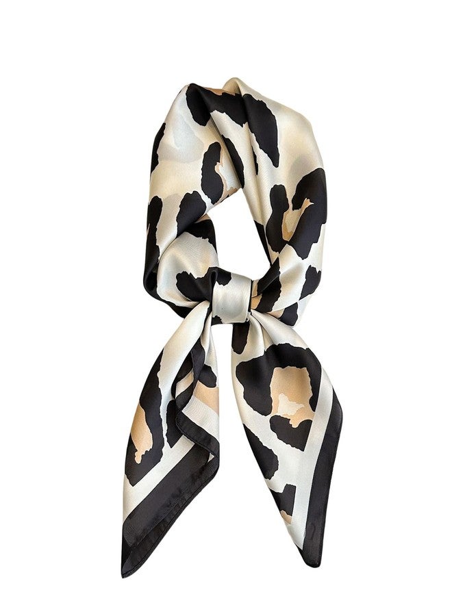 CYian Silk Feeling Scarf for Women Square Scarf Satin Head Scarves Fashion Neck Scarfs for Bag Hair Scarves Gift, Leopard 02, 27.5 × 27.5 inches - Image 1