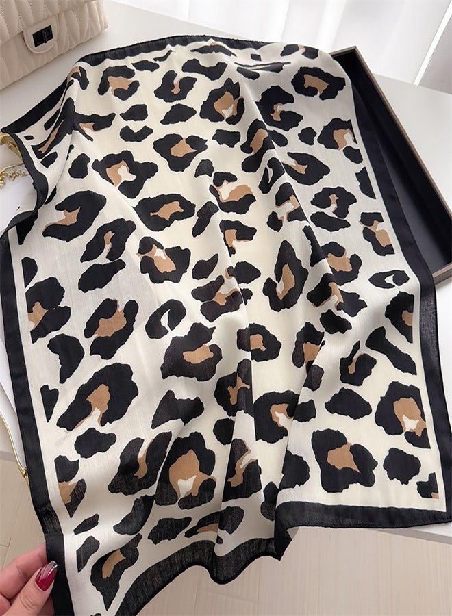 CYian Silk Feeling Scarf for Women Square Scarf Satin Head Scarves Fashion Neck Scarfs for Bag Hair Scarves Gift, Leopard 02, 27.5 × 27.5 inches - Image 2