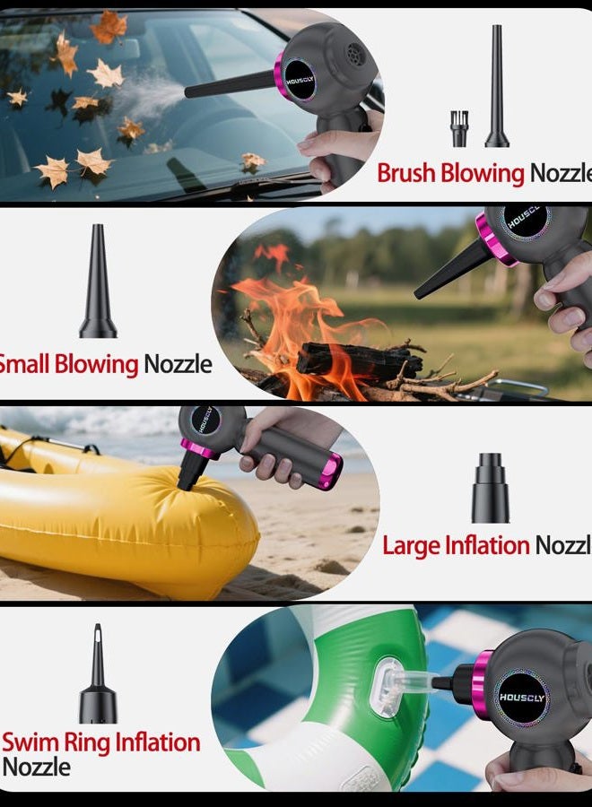 houscly Handheld Car Vacuum Portable Cordless 25000Pa High Power Small Mini Hand Vacuum Cleaner Rechargeable 4-in-1 Compressed Air Duster Blower Pump Wireless Handheld Vac for Car Office Desktop Home Cleaning - Image 3
