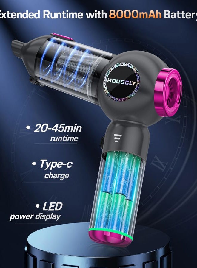 houscly Handheld Car Vacuum Portable Cordless 25000Pa High Power Small Mini Hand Vacuum Cleaner Rechargeable 4-in-1 Compressed Air Duster Blower Pump Wireless Handheld Vac for Car Office Desktop Home Cleaning - Image 5