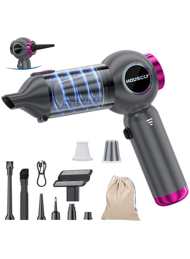Handheld Car Vacuum Portable Cordless 25000Pa High Power Small Mini Hand Vacuum Cleaner Rechargeable 4-in-1 Compressed Air Duster Blower Pump Wireless Handheld Vac for Car Office Desktop Home Cleaning
