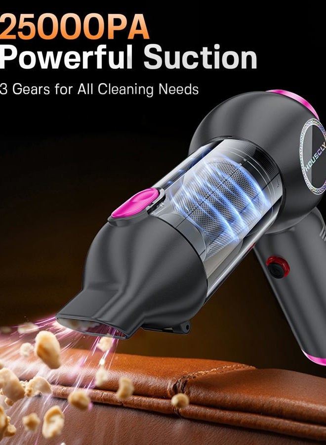 houscly Handheld Car Vacuum Portable Cordless 25000Pa High Power Small Mini Hand Vacuum Cleaner Rechargeable 4-in-1 Compressed Air Duster Blower Pump Wireless Handheld Vac for Car Office Desktop Home Cleaning - Image 2