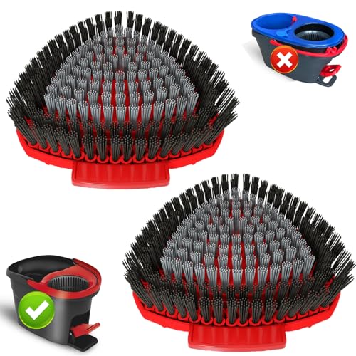 OKcedier 2 Pack Upgrade Scrub Brush Replace Heads Compatible with O Cedar EasyWring 1 Tank Spin Mop,Mop Replacement Scrubber Head Brush,Floor Cleaning Brush,More Layers of Bristles for Bathroom, Deck, Kitchen - Image 1