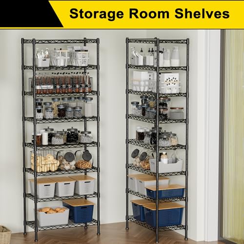 GIOTORENT 8-Wire Garage Shelving Storage Shelves, Kitchen Storage Adjustable Shelf, Metal Shelves 1600Lbs Capacity 24" Lx14 Wx72.2 H for Laundry Bathroom Pantry Closet, Black - Image 4