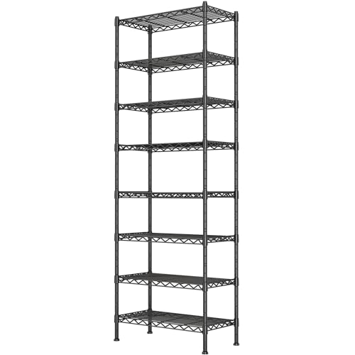 GIOTORENT 8-Wire Garage Shelving Storage Shelves, Kitchen Storage Adjustable Shelf, Metal Shelves 1600Lbs Capacity 24" Lx14 Wx72.2 H for Laundry Bathroom Pantry Closet, Black - Image 1