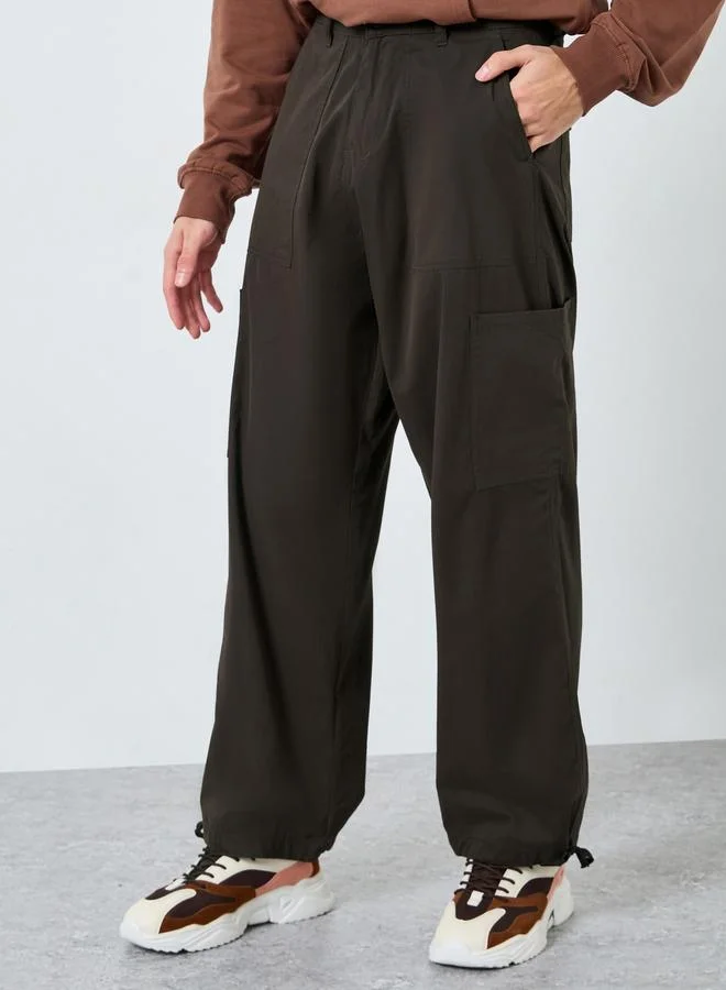 Styli Men Coffee Brown Cargo Trousers