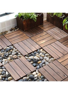 HOME TASTE Hometaste Wooden Decking Tiles Hardwood Wood Flooring Deck Patio Outdoor Garden Floor Interlocking Balcony Roof Terrace Office Tile Waterproof Balcony Flooring (Style_1) 