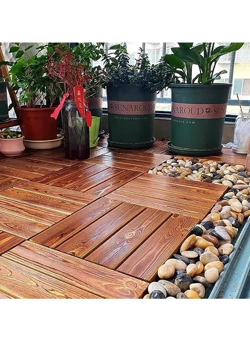 HOME TASTE Wooden Decking Tiles Hardwood Wood Flooring Deck Patio Outdoor Garden Floor Interlocking Balcony Roof Terrace Office Tile Waterproof Balcony Flooring - Image 1