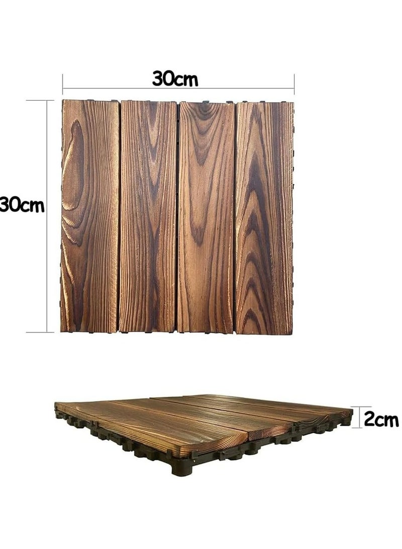 HOME TASTE Wooden Decking Tiles Hardwood Wood Flooring Deck Patio Outdoor Garden Floor Interlocking Balcony Roof Terrace Office Tile Waterproof Balcony Flooring - Image 2