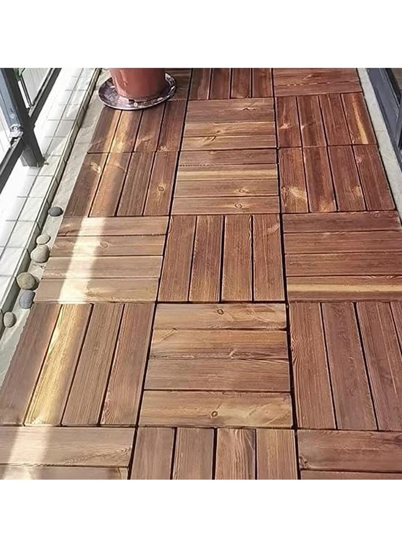 HOME TASTE Wooden Decking Tiles Hardwood Wood Flooring Deck Patio Outdoor Garden Floor Interlocking Balcony Roof Terrace Office Tile Waterproof Balcony Flooring - Image 3