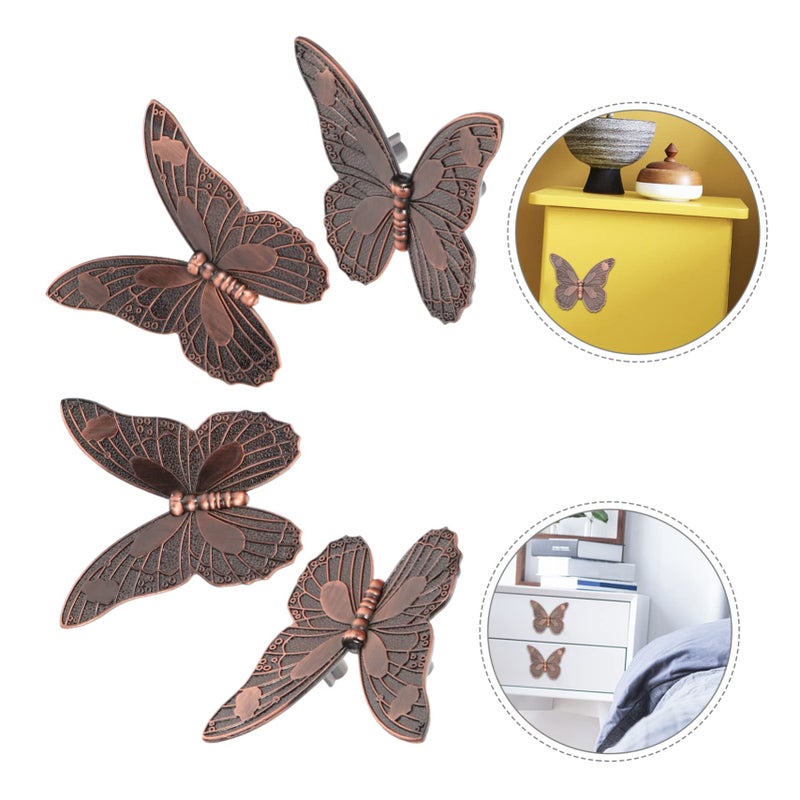 Vintage Butterfly Drawer Pull Knobs Zinc Alloy Cabinet Handles 8 5X8 5CM Red For Kitchen Dresser Cupboard - Image 3