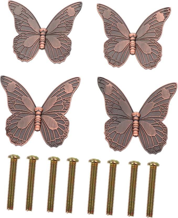 Vintage Butterfly Drawer Pull Knobs Zinc Alloy Cabinet Handles 8 5X8 5CM Red For Kitchen Dresser Cupboard - Image 1