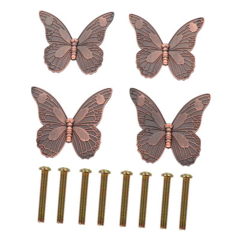 Vintage Butterfly Drawer Pull Knobs Zinc Alloy Cabinet Handles 8 5X8 5CM Red For Kitchen Dresser Cupboard - Image 2