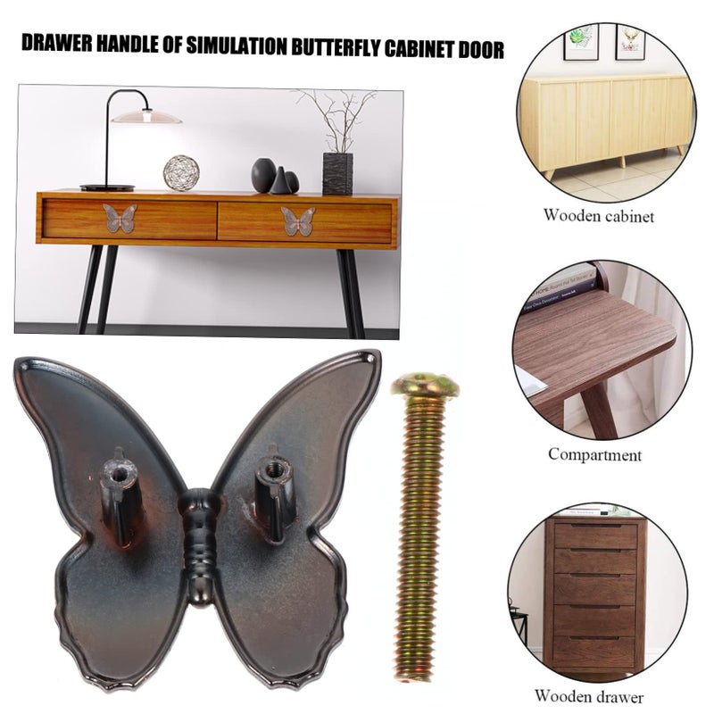 Vintage Butterfly Drawer Pull Knobs Zinc Alloy Cabinet Handles 8 5X8 5CM Red For Kitchen Dresser Cupboard - Image 4