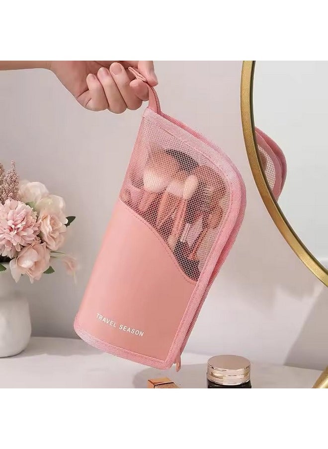 NFI essentials NFI essentials Makeup Brush Organizer Bag for Women, Portable Makeup Brush Holder Travel Makeup Brush Case Standing Zipper Waterproof Cosmetic Brush Pouch  - Image 2