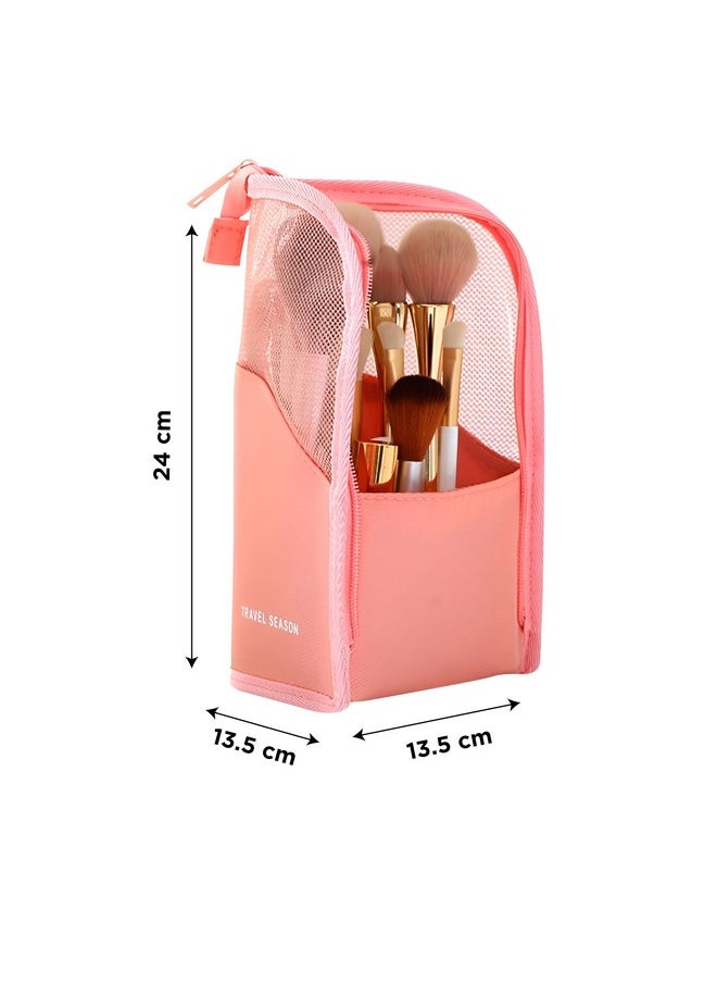 NFI essentials NFI essentials Makeup Brush Organizer Bag for Women, Portable Makeup Brush Holder Travel Makeup Brush Case Standing Zipper Waterproof Cosmetic Brush Pouch  - Image 4