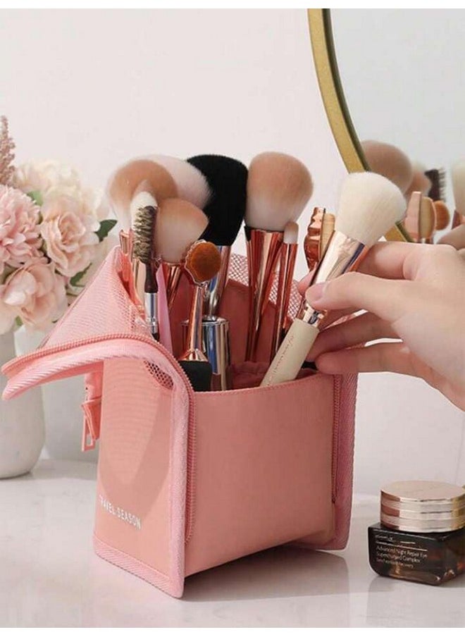 NFI essentials NFI essentials Makeup Brush Organizer Bag for Women, Portable Makeup Brush Holder Travel Makeup Brush Case Standing Zipper Waterproof Cosmetic Brush Pouch  - Image 3
