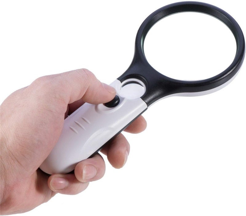 CUTE 4 U New 45x Handheld Magnifying Glass Reading Lens 3 LED Light Jewelry Loupe - Image 1