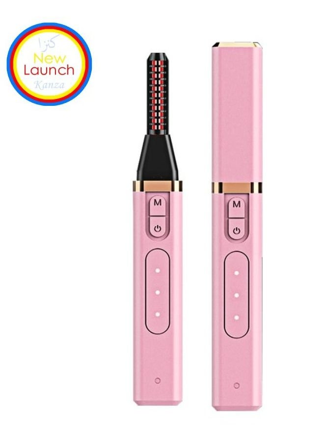 Kanza USB Rechargeable Electric Heated Eyelash Curler with Three Temperature Mode for Quick Natural Curling Long Lasting Eyelashes Curl Tool Gifts for Women  - Image 1
