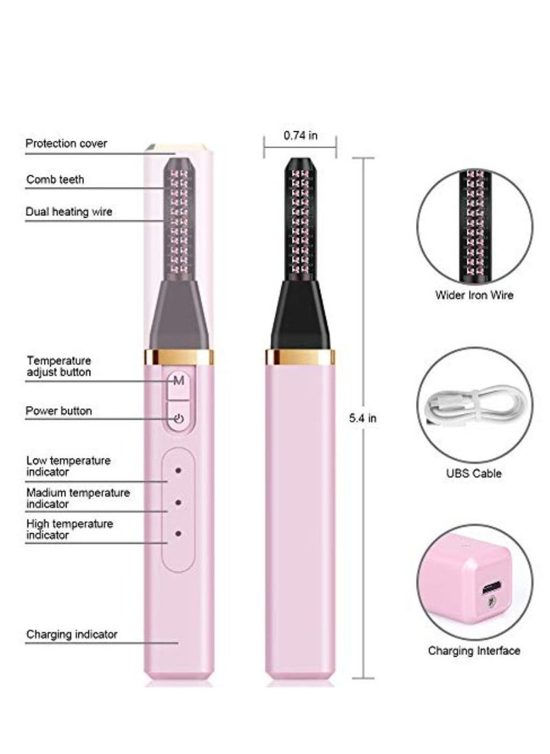 Kanza USB Rechargeable Electric Heated Eyelash Curler with Three Temperature Mode for Quick Natural Curling Long Lasting Eyelashes Curl Tool Gifts for Women  - Image 2