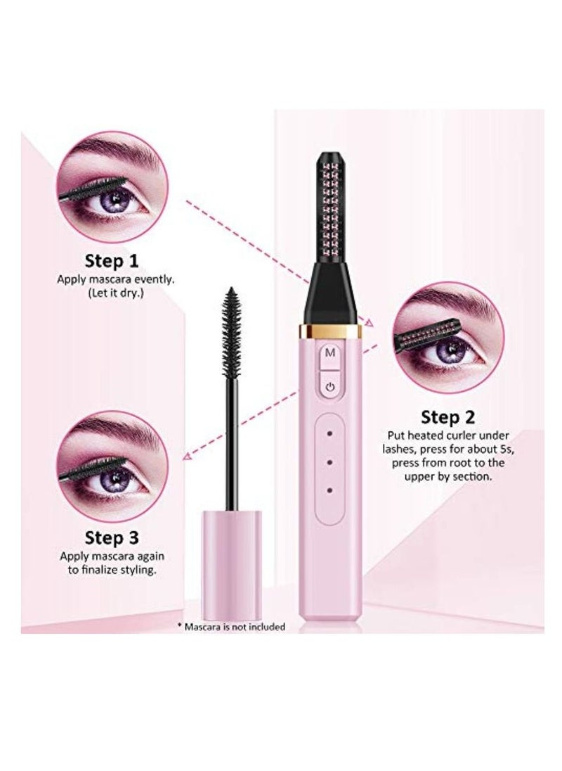 Kanza USB Rechargeable Electric Heated Eyelash Curler with Three Temperature Mode for Quick Natural Curling Long Lasting Eyelashes Curl Tool Gifts for Women  - Image 4