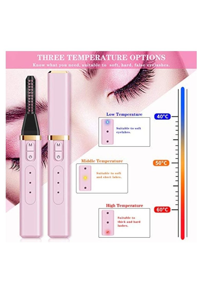 Kanza - USB Rechargeable Electric Heated Eyelash Curler with Three Temperature Mode for Quick Natural Curling Long Lasting Eyelashes Curl Tool Gifts for Women - Image 1