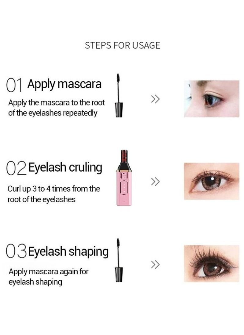 Kanza USB Rechargeable Electric Heated Eyelash Curler with Three Temperature Mode for Quick Natural Curling Long Lasting Eyelashes Curl Tool Gifts for Women  - Image 3