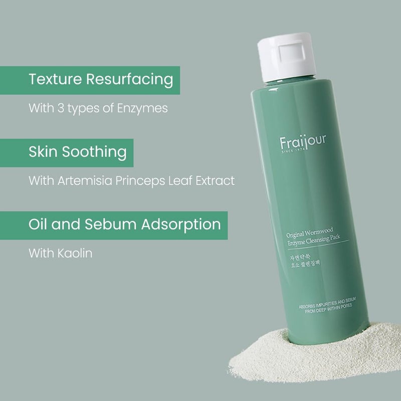 Fraijour Wormwood Enzyme Cleansing Pack â€“ Korean Powder Face Cleanser & Exfoliant with Papaya Enzyme, AHA BHA PHA, Low pH, Clears Acne & Pores, Smooths Texture, for All Skin Types, 2.82 oz. - Image 2