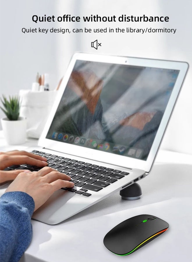 تسيو TSYO رقيقة جدا الماوس اللاسلكي بلوتوث ، بلوتوث 5.1 + USB ، 2.4G قابل لإعادة الشحن 600.0 mAh M40 الماوس الصامت اللاسلكي تصميم إيرغونومي 3 DPI قابل للتعديل أسود - Image 4