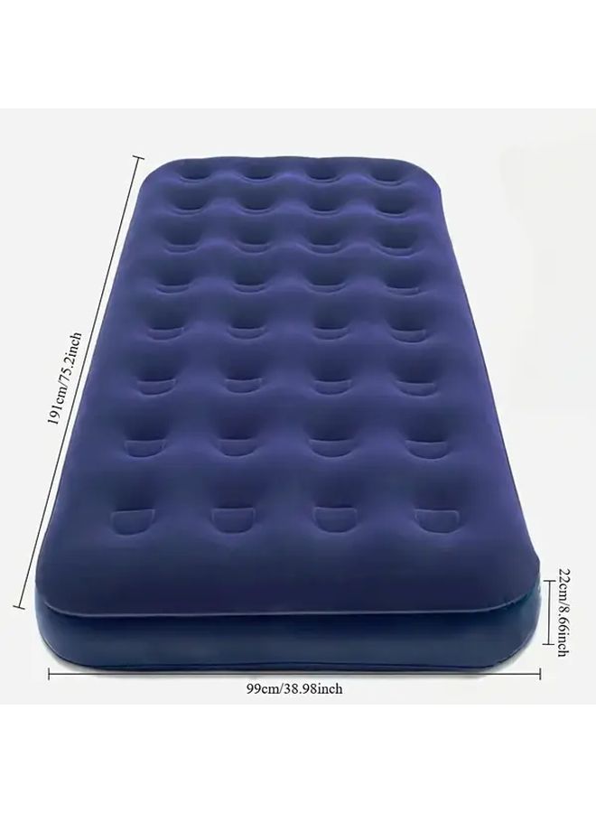 Beige Inflatable Air Mattress Portable PVC Camping Mat for Family Gatherings Office Naps 35 43 Inch by 82 68 Inch Hand Pull Pump Not Included - Image 1