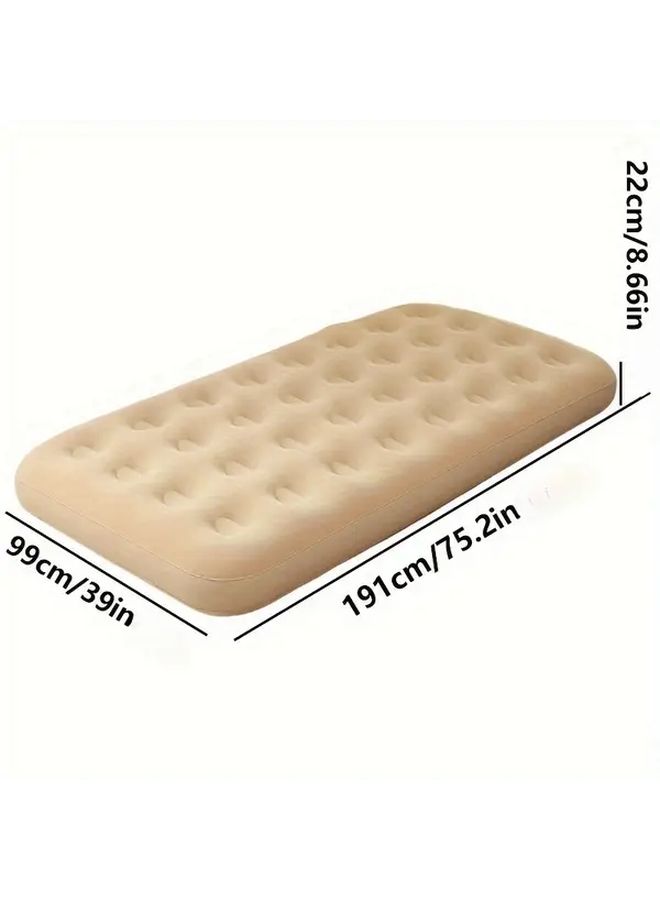 Beige Inflatable Air Mattress Portable PVC Camping Mat for Family Gatherings Office Naps 35 43 Inch by 82 68 Inch Hand Pull Pump Not Included - Image 3
