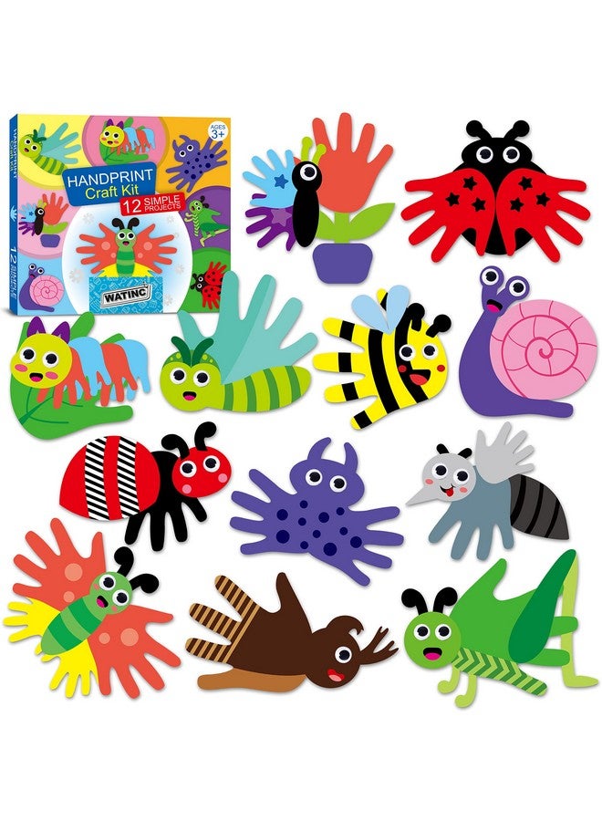 WATINC 12Pcs Insect Handprint Art Craft Bug Crafts Butterfly Dragonfly Summer Spring Diy Bug Kit Animal Themed Art Supplies Preschool Class Hand Print Activity Party Ornaments For Kids Toddlers - Image 1