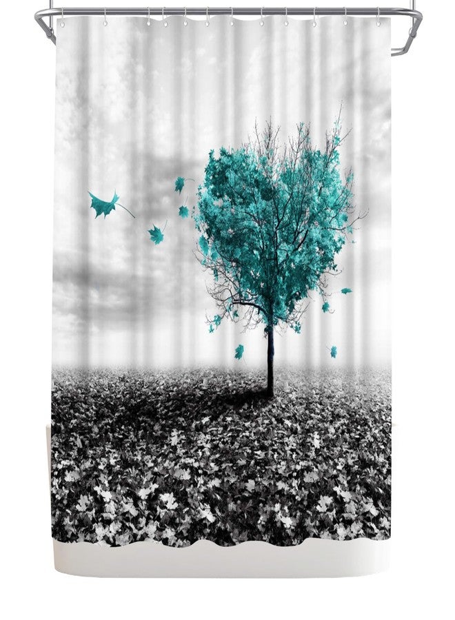 WELMECO Tree Shower Curtain Nature Heart Shaped Tree Shower Curtain 72x72inch Polyester Fabric Bathroom Decor (Teal) - Image 5