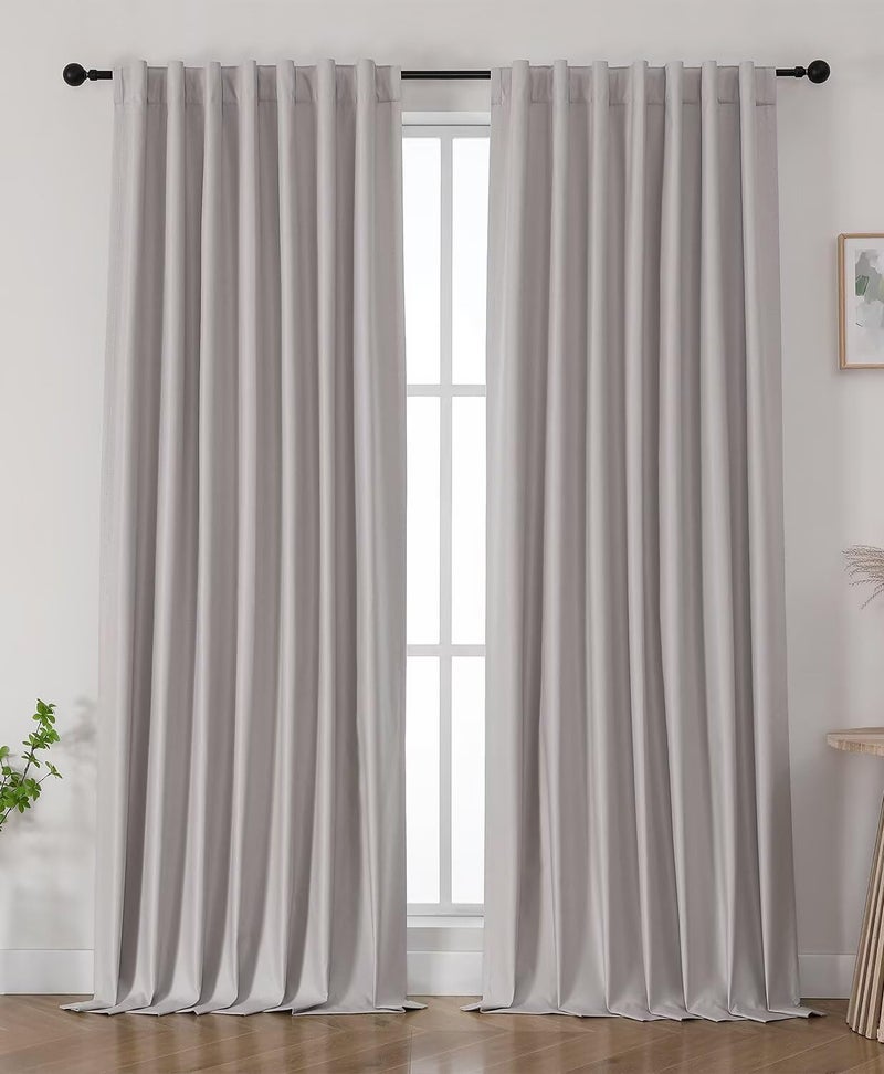 Joydeco الستائر Joydeco Linen Blackout لغرفة النوم 108 بوصات طويلة الخلفية/قضيب جيب غرفة المعيشة ثقيلة الضوضاء المعزولة الحرارية تقلل من الستائر 2 لوحات W52 X L108 Natural - Image 1