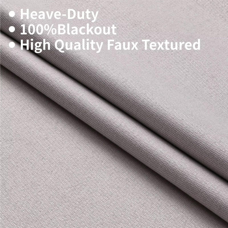 Joydeco الستائر Joydeco Linen Blackout لغرفة النوم 108 بوصات طويلة الخلفية/قضيب جيب غرفة المعيشة ثقيلة الضوضاء المعزولة الحرارية تقلل من الستائر 2 لوحات W52 X L108 Natural - Image 3