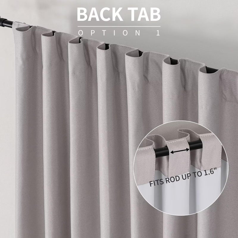 Joydeco الستائر Joydeco Linen Blackout لغرفة النوم 108 بوصات طويلة الخلفية/قضيب جيب غرفة المعيشة ثقيلة الضوضاء المعزولة الحرارية تقلل من الستائر 2 لوحات W52 X L108 Natural - Image 5